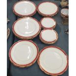 A VINTAGE ROYAL ALBERT BONE CHINA RED AND GILT PART DINNER SERVICE