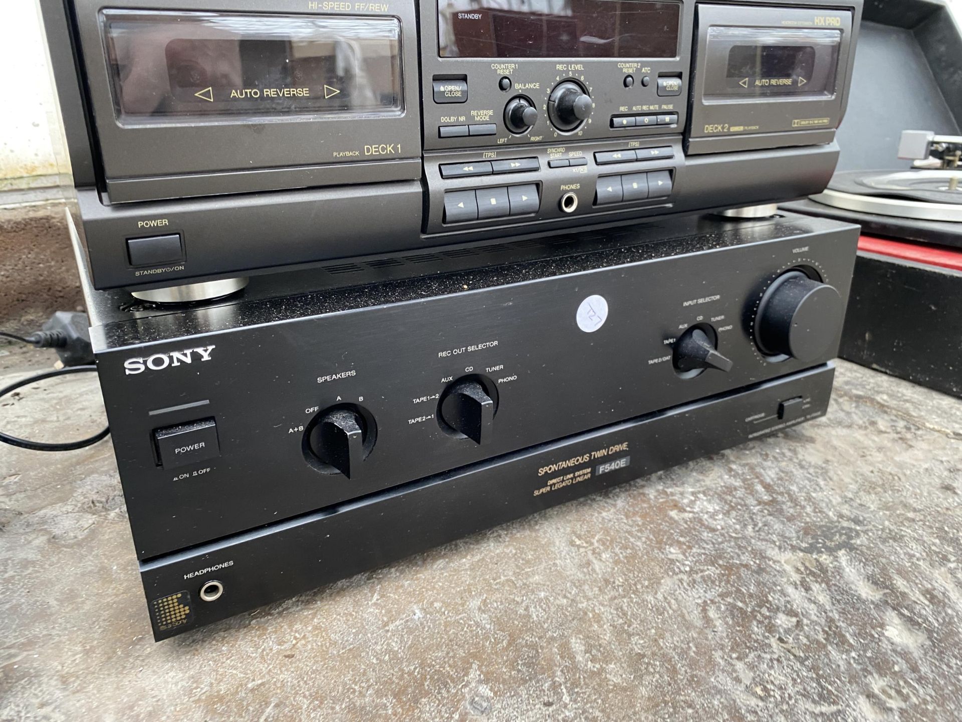 A TECHNICS STEREO CASETTE DECK AND A SONY AMPLIFIER - Image 2 of 2