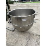 A LARGE STAINLESS STEEL COOKING POT/PLANTER