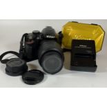 A NIKON D3200 DIGITAL SLR CAMERA WITH AF-S DX NIKKOR 18-55MM 1:3.5-5.6 G VR LENS, CHARGER,