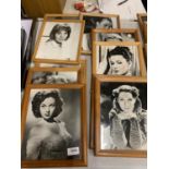 A COLLECTION OF FRAMED PICTURES OF FILM STARS TO INCLUDE BARBARA RUSH, NORMA SHEARER, ETC - 10 IN