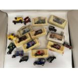 NINE BOXED AND TEN UNBOXED LLEDO AND YESTERYEAR DIE-CAST VINTAGE STYLE VANS AND CARS