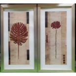 TWO MODERN FRAMED FLORAL DESIGN PRINTS