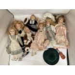 SEVEN VINTAGE DOLLS