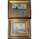TWO GILT FRAMED PRINTS TO INCLUDE MONET POPPY FIELD EXAMPLE