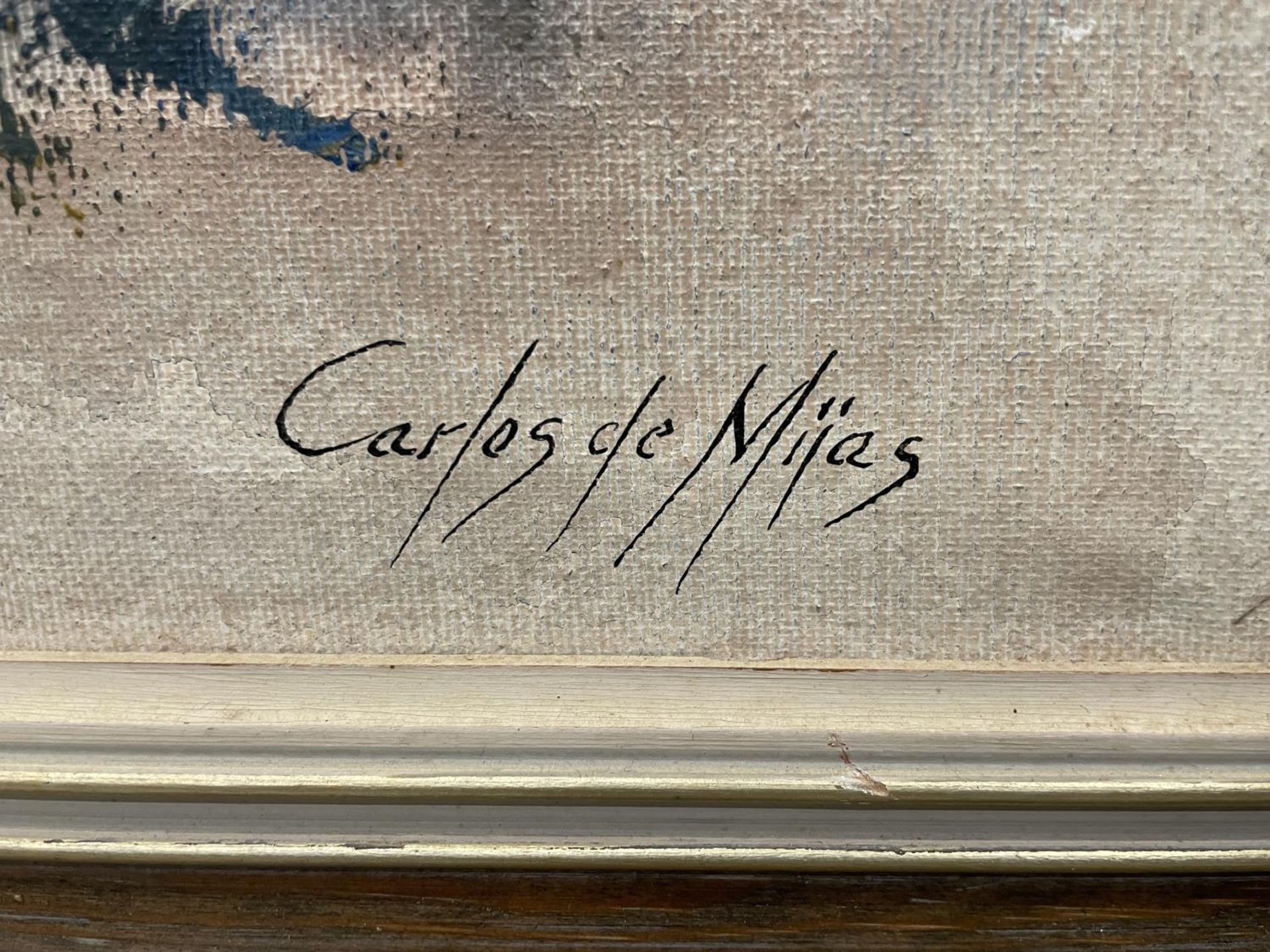 A CARLOS DE MIJAS SIGNED OIL ON CANVAS OF SHIPS - Image 2 of 2