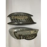 TWO VINTAGE TRIUMPH BIKE BADGES