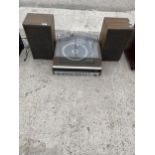 A FERGUSON 34574 RECORD PLAYER TURNTABLE/RADIO AND A PAIR OF SPEAKERS