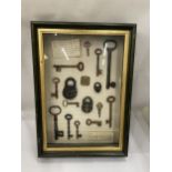 A FRAMED LOCK AND KEY DISPLAY