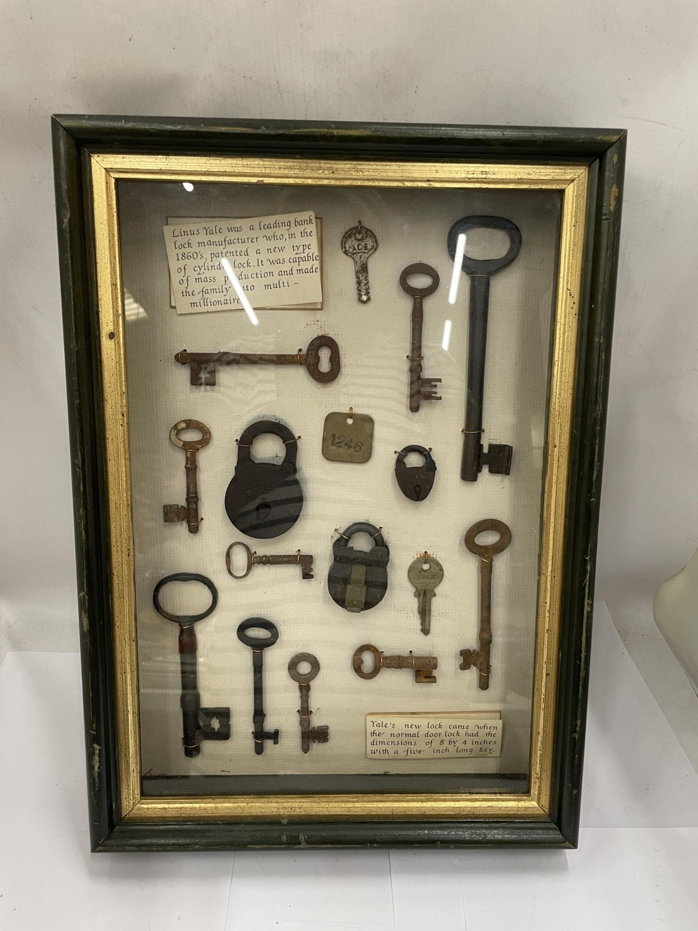 A FRAMED LOCK AND KEY DISPLAY