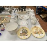 A QUANTITY OF CHINA ITEMS TO INCLUDE A RETRO FENTON COFFEE POT, AYNSLEY LIDDED POTS, A PLANTER,