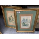 TWO FRAMED AND SIGNED PRINTS YORK MINSTER AND BOOTHAM BAR BY F ROBSON AND A BIT OF OLD LEITH BY T