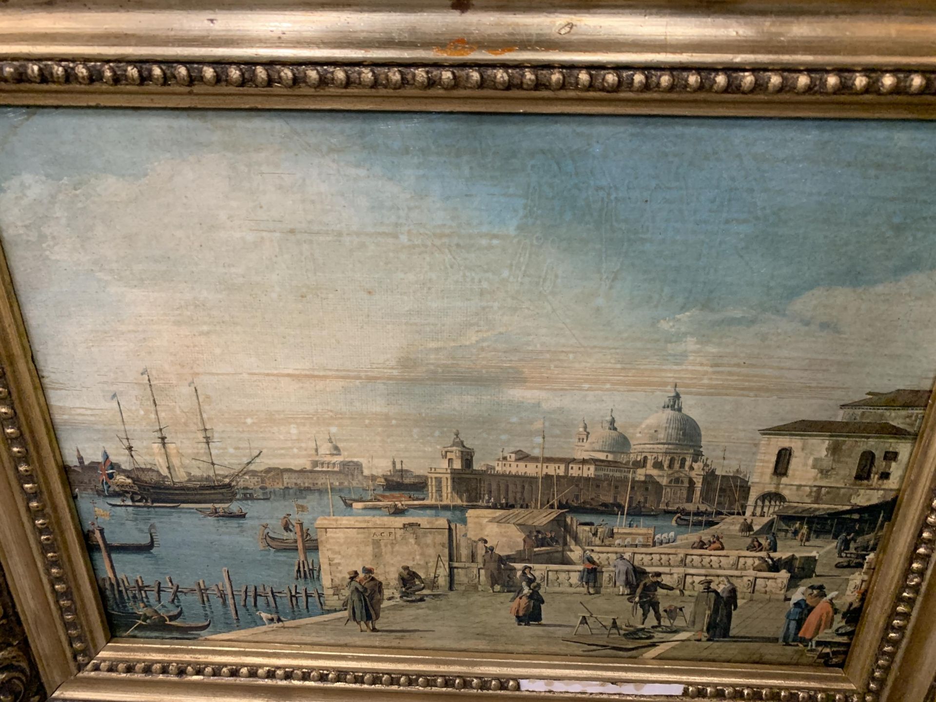 TWO OIL ON CANVAS OF ST MARKS SQUARE AND A VENETIAN HARBOUR, GILT FRAMED, 19" X 15" - Image 5 of 5