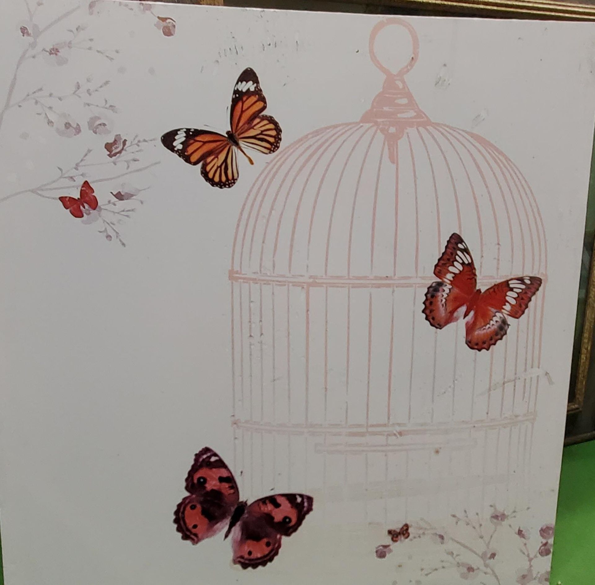 THREE MODERN CANVAS PRINTS, BIRD CAGE, LOVE HEART ETC - Image 4 of 4