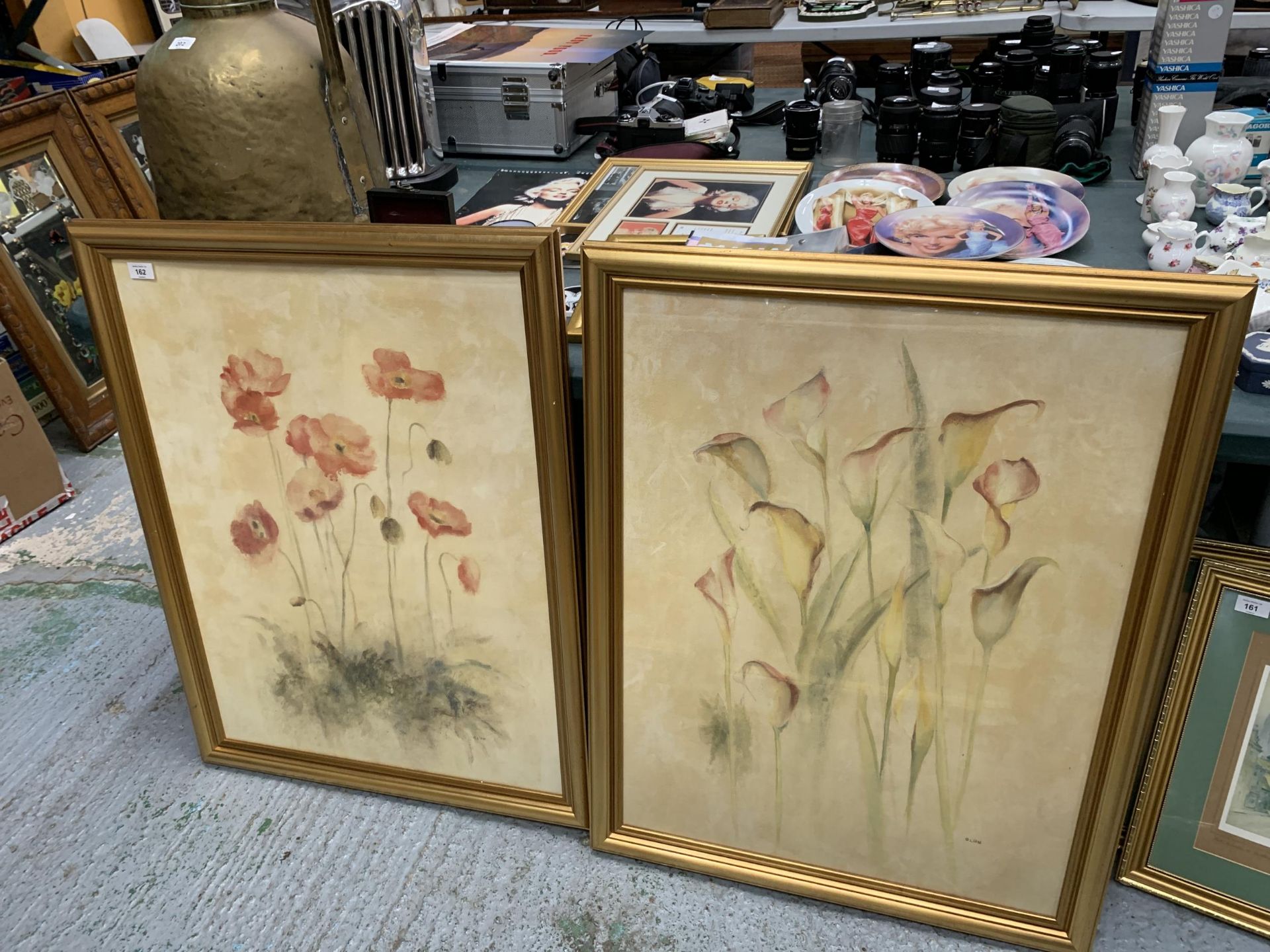 TWO FRAMED FLORAL PRINTS BY BLUM, 35" X 27"
