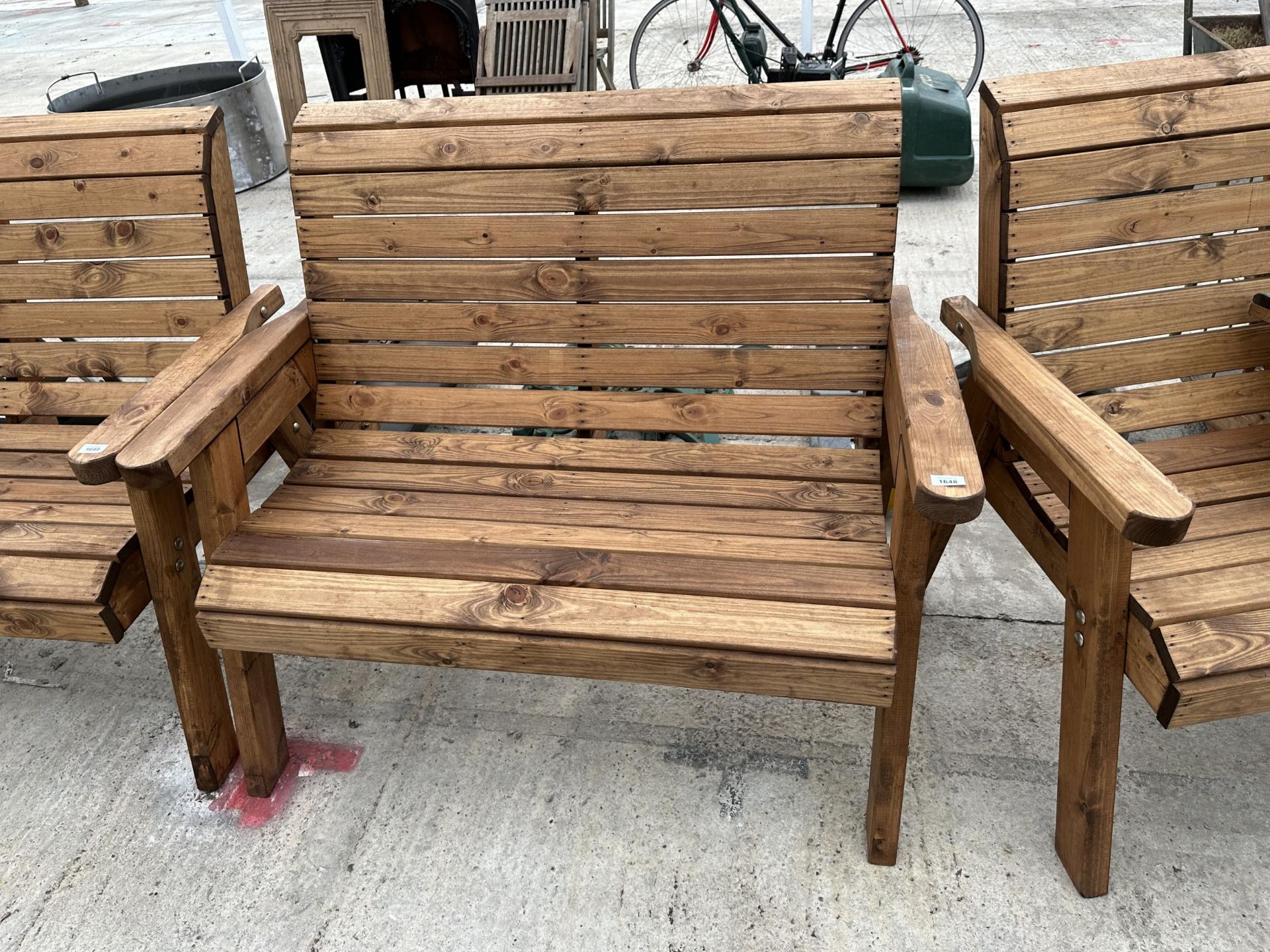 AN AS NEW EXDISPLAY CHARLES TAYLOR TWO SEATER BENCH *PLEASE NOTE VAT TO BE PAID ON THIS LOT*