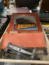 A BOXED HORNBY TINPLATE TRAIN SET WITH LOCOMOTIVE AND ASSORTED TRACK
