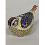 A ROYAL CROWN DERBY GOLDCREST WITH GOLD STOPPER