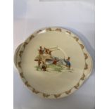 A ROYAL DOULTON BARBARA VERNON BUNNYKINS DISH WITH OLD 'A' BACKSTAMP