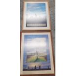 TWO FRAMED POSTERS OF NEOLITHIC RINGS, BRODGAR ON ORKNEY AND CARNAC IN BRITTANY