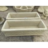 TWO AS NEW EX DISPLAY CONCRETE LATTICE TROUGH PLANTERS *PLEASE NOTE VAT TO BE PAID ON THIS ITEM*