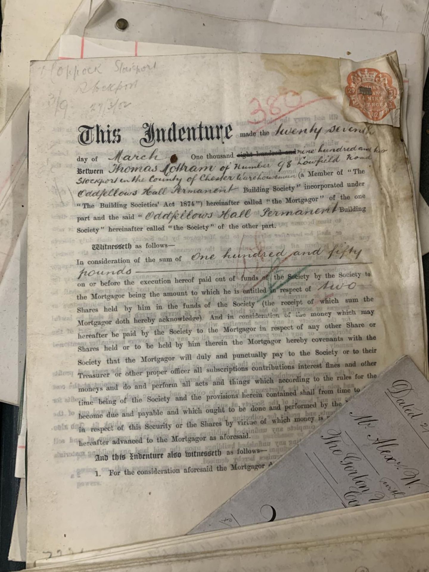A COLLECTION OF LATE 19TH / EARLY 20TH CENTURY INDENTURES - Bild 4 aus 4