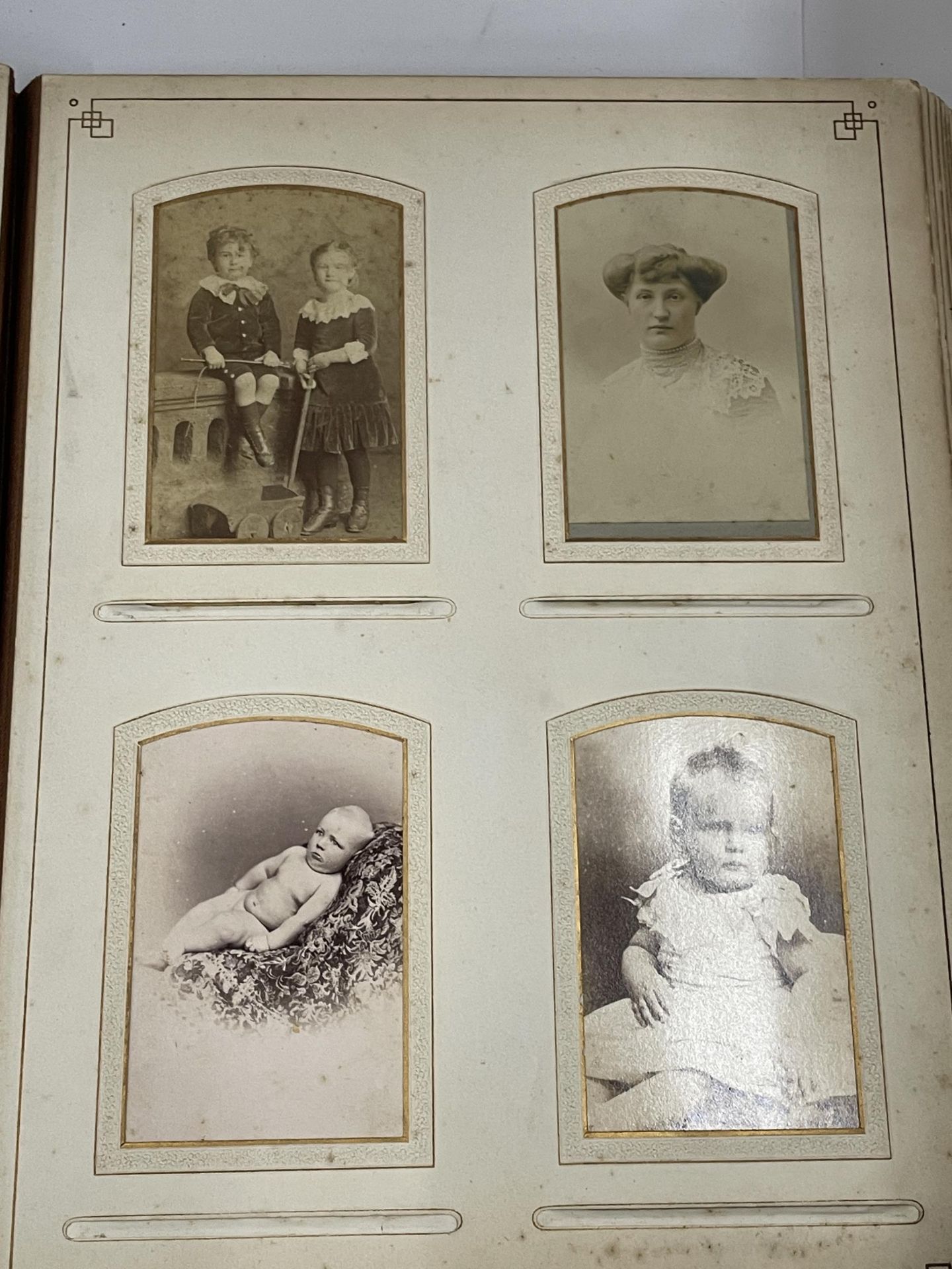 A VICTORIAN PHOTO ALBUM WITH SILVER PLATE ON FRONT PRESENTATION PLAQUE DATED 1883 - Image 6 of 9