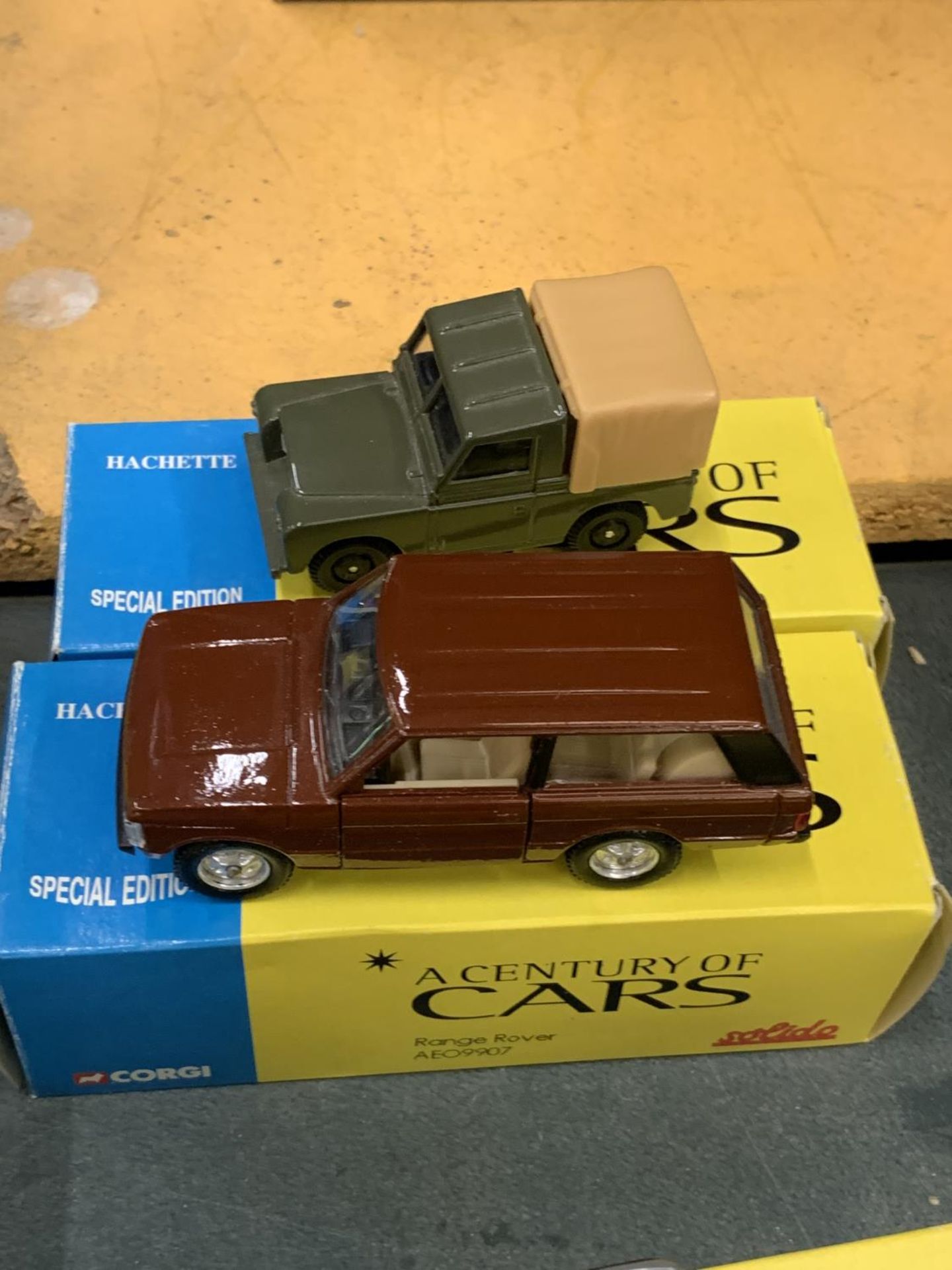 TWO BOXED CORGI 'A CENTURY OF CARS' TO INCLUDE A LANDROVER ADD7088 AND A RANGE ROVER AE09907