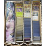 A HUGE COLLECTION, (1000S), OF POKEMON CARDS, HOLOS, PLAYING MAT ETC