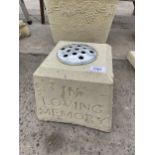 AN AS NEW EX DISPLAY CONCRETE LARGE IN LOVING MEMORY GRAVE POT *PLEASE NOTE VAT TO BE PAID ON THIS