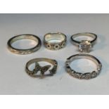 FIVE SILVER RINGS