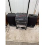 AN AIWA 5 PIECE SEPERATES HIFI SYSTEM WITH REMOTE CONTROL AND SPEAKERS