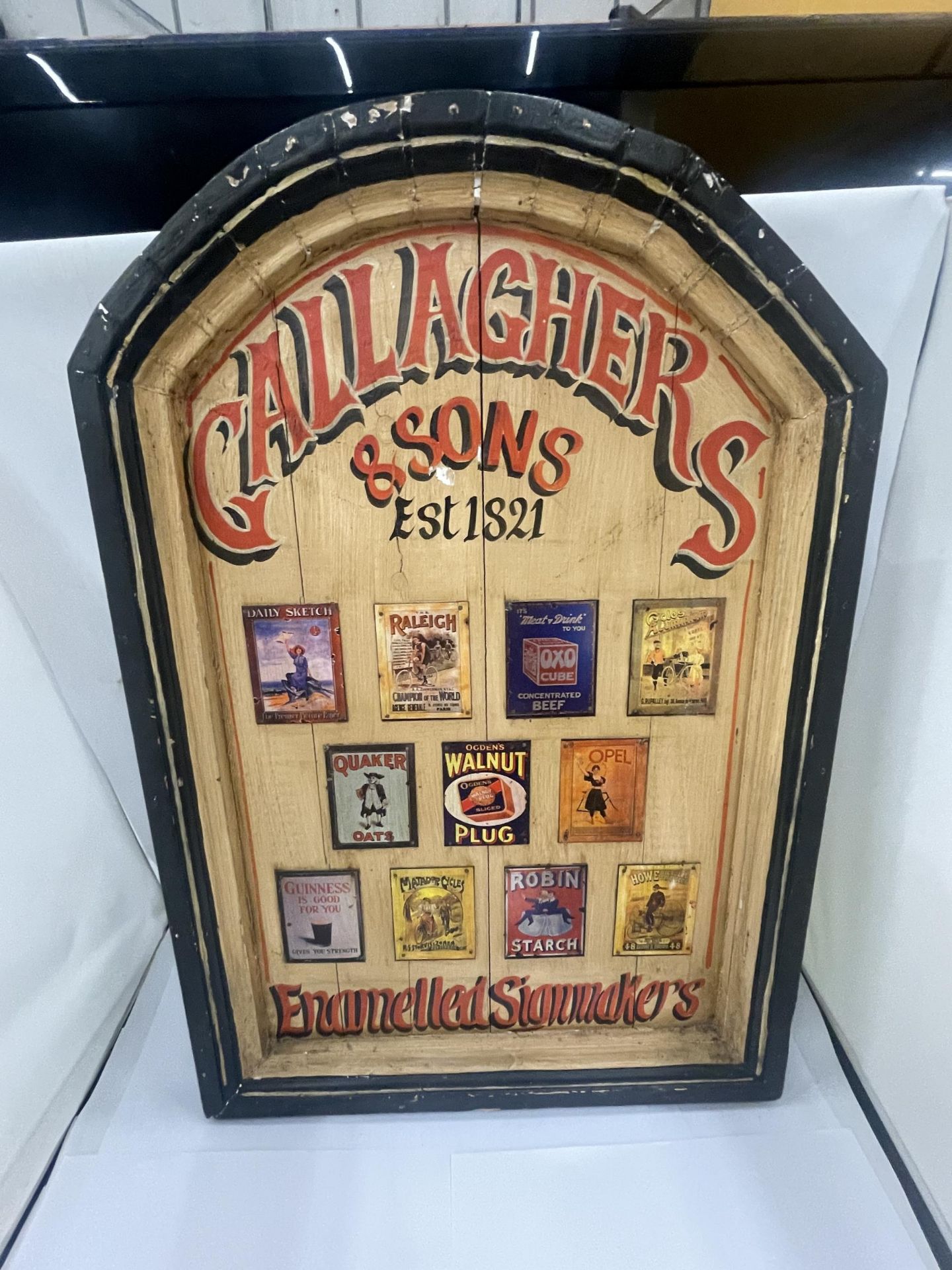 A VINTAGE GALLAGHERS & SONS WOODEN SIGN