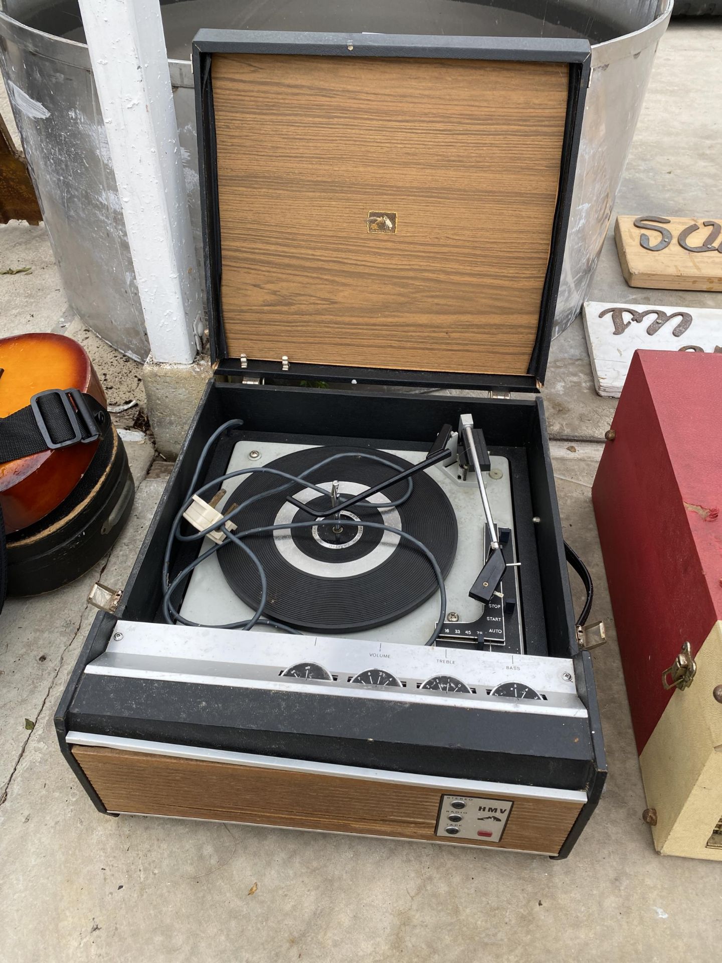 A RETRO HMV PORTABLE TURNTABLE