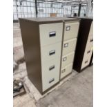 TWO FOUR DRAWER METAL FILING CABINETS BOTH WITH KEYS
