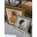 A FRAMED PHOTOGRAPH OF A LADY (12" X 16") AND A FRAMED OIL PAINTING OF A LADY SEATED SIGNED BARTON(