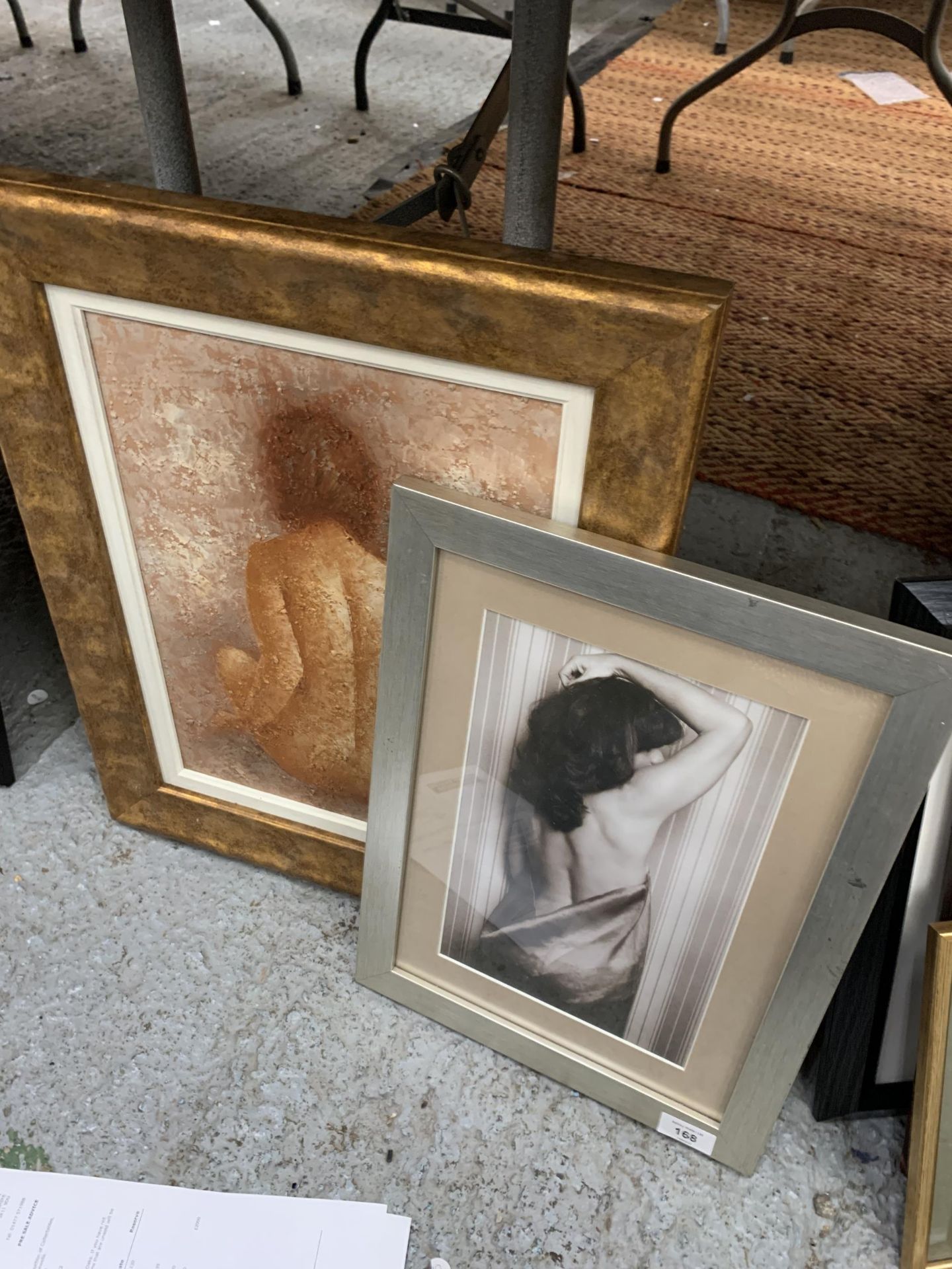 A FRAMED PHOTOGRAPH OF A LADY (12" X 16") AND A FRAMED OIL PAINTING OF A LADY SEATED SIGNED BARTON(