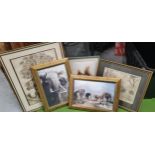 A GROUP OF FRAMED PICTURES AND PRINTS TO INCLUDE ELEPHANT PRINTS ETC