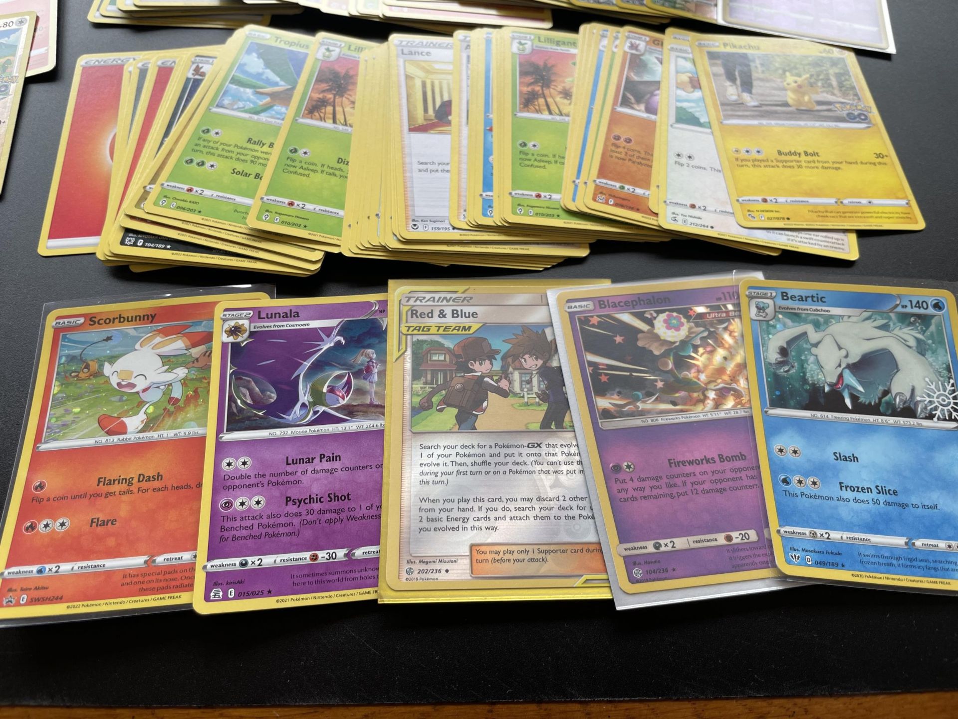 TWO TINS OF ASSORTED POKEMON CARDS, HOLOS, SMALL FOLDER OF CARDS ERC - Image 3 of 8