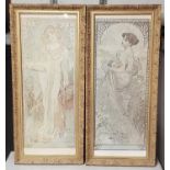 TWO LARGE GILT FRAMED CLASSICAL STYLE PRINTS 38CM X 85CM