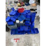 A VERY LARGE COLLECTION OF PLASTIC HARDWARE STORAGE LIN BINS