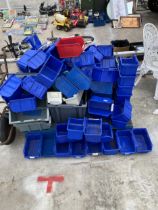 A VERY LARGE COLLECTION OF PLASTIC HARDWARE STORAGE LIN BINS