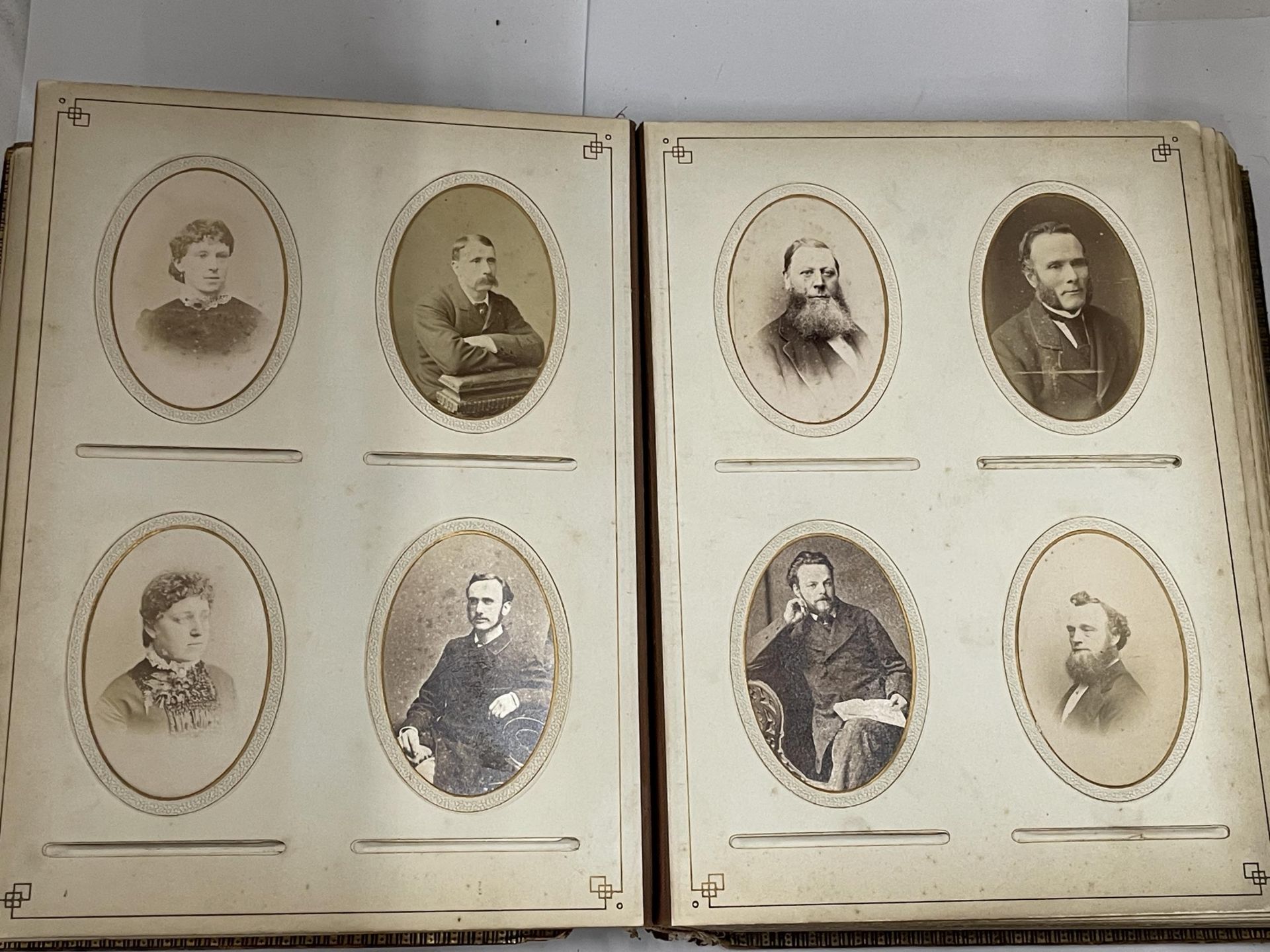 A VICTORIAN PHOTO ALBUM WITH SILVER PLATE ON FRONT PRESENTATION PLAQUE DATED 1883 - Image 4 of 9