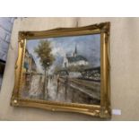 A FRENCH PARISIAN OIL PAINTING SIGNED PALSEY IN A GILT FRAME