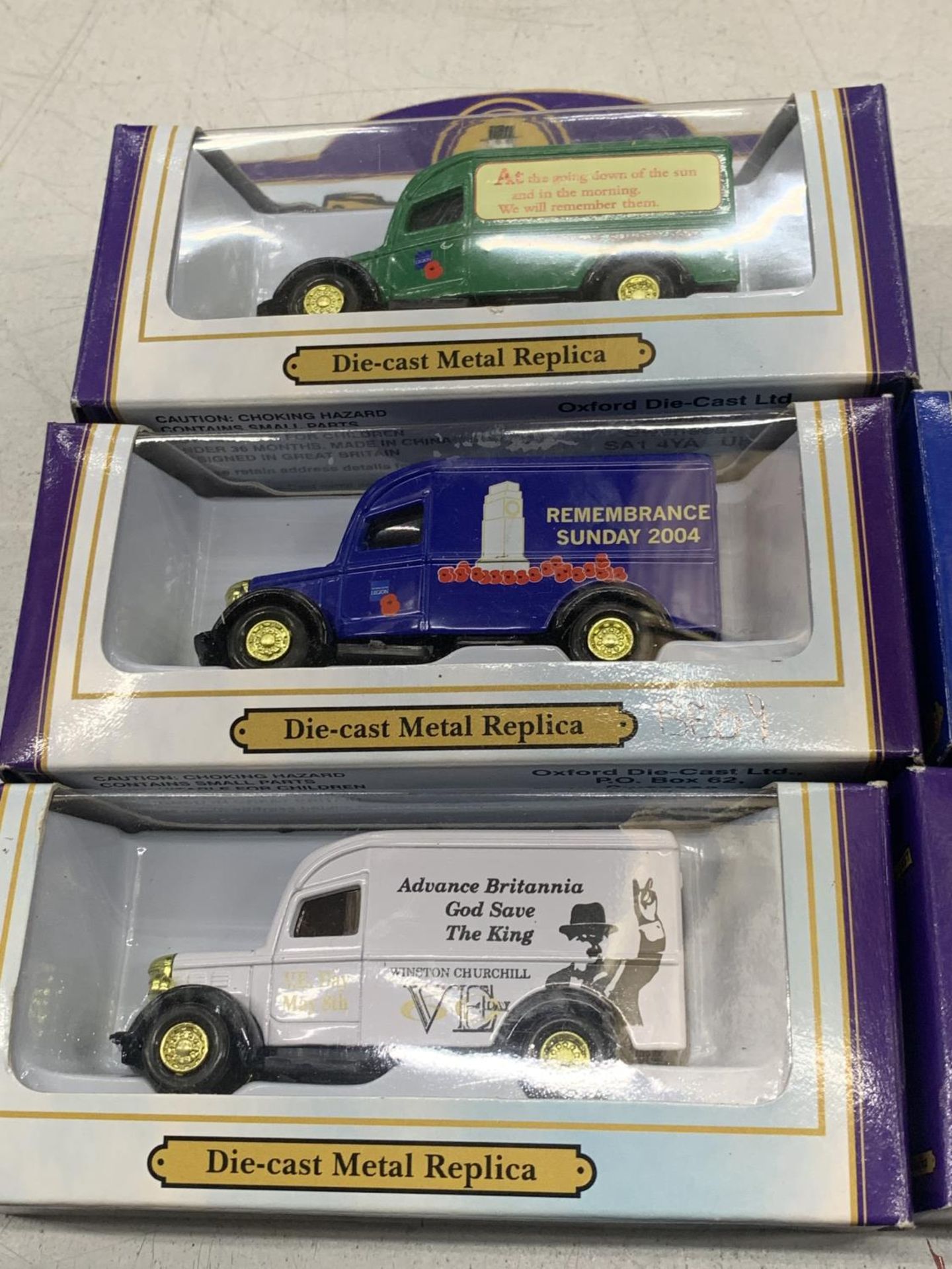 FIVE OXFORD DIECAST BOXED BEDFORD VANS ANNIVERSARY MODELS - Image 2 of 3