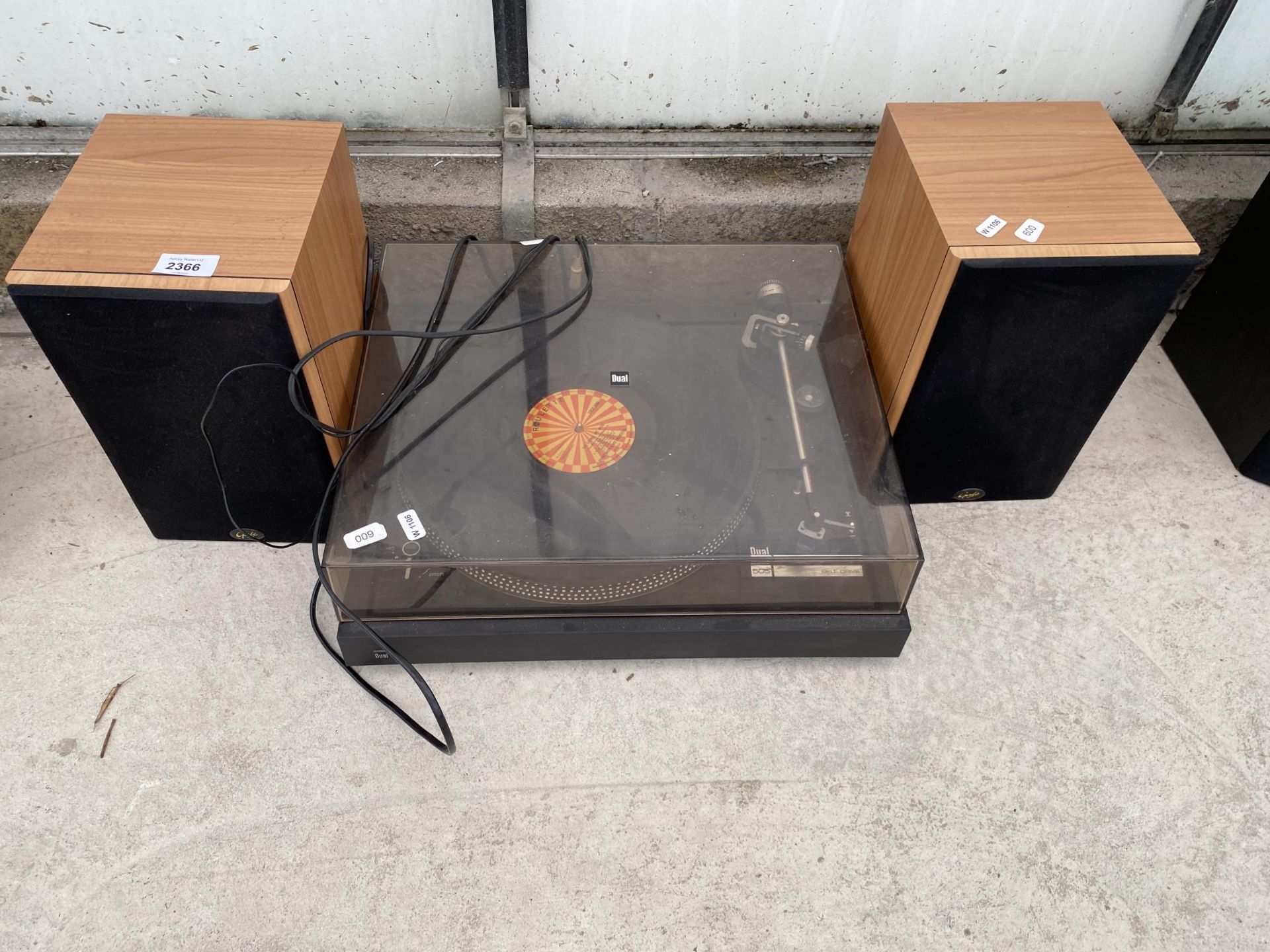 A DUAL 505 TURNTABLE AND A PAIR OF GALA SPEAKERS