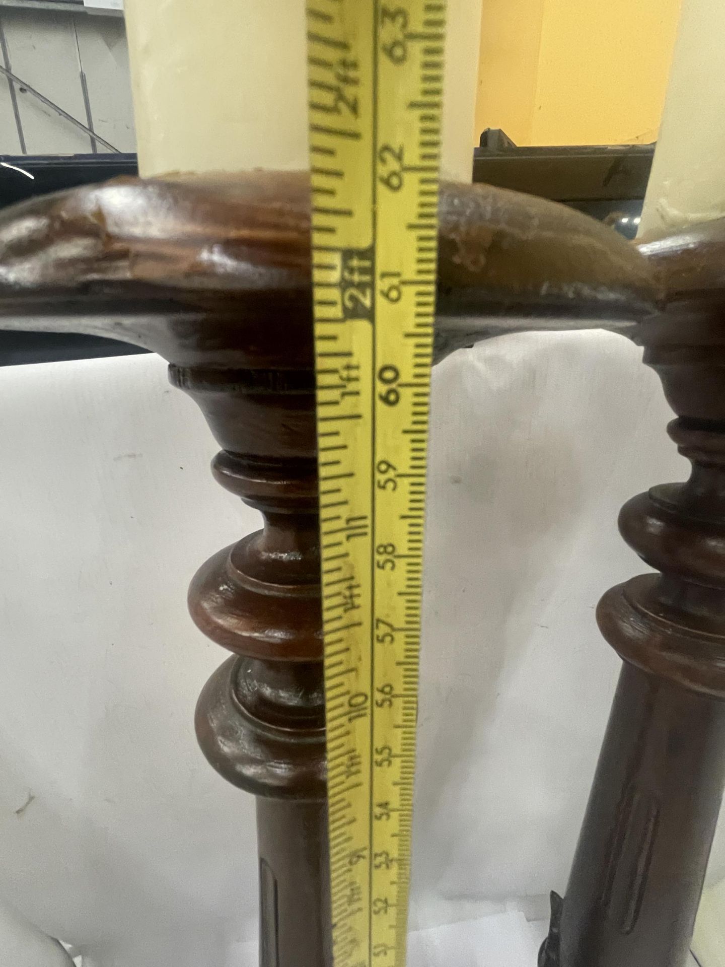 A PAIR OF LARGE GOTHIC PUGIN STYLE CANDLESTICKS, HEIGHT 62CM - Image 5 of 5