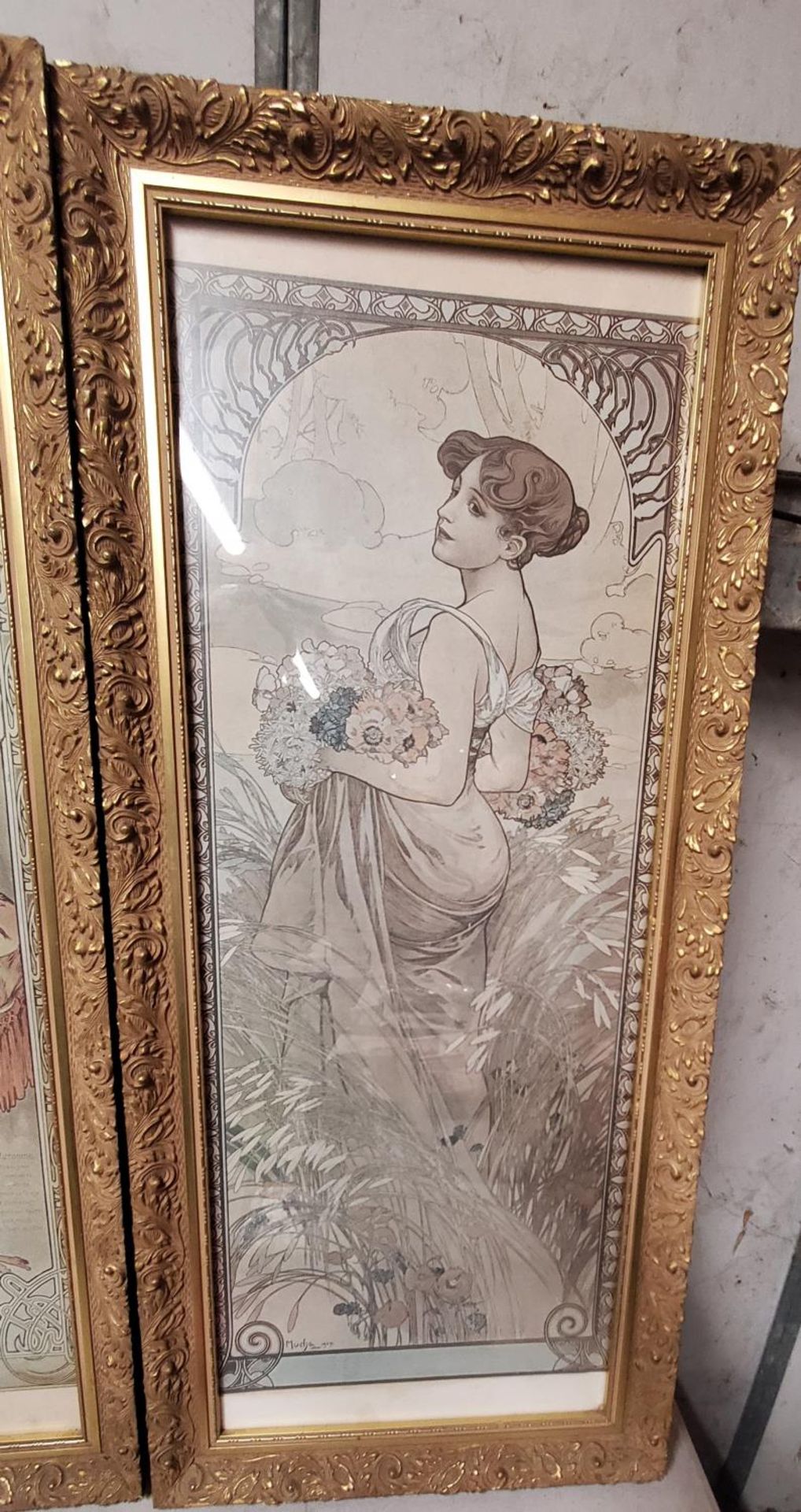 TWO LARGE GILT FRAMED CLASSICAL STYLE PRINTS 38CM X 85CM - Image 3 of 3