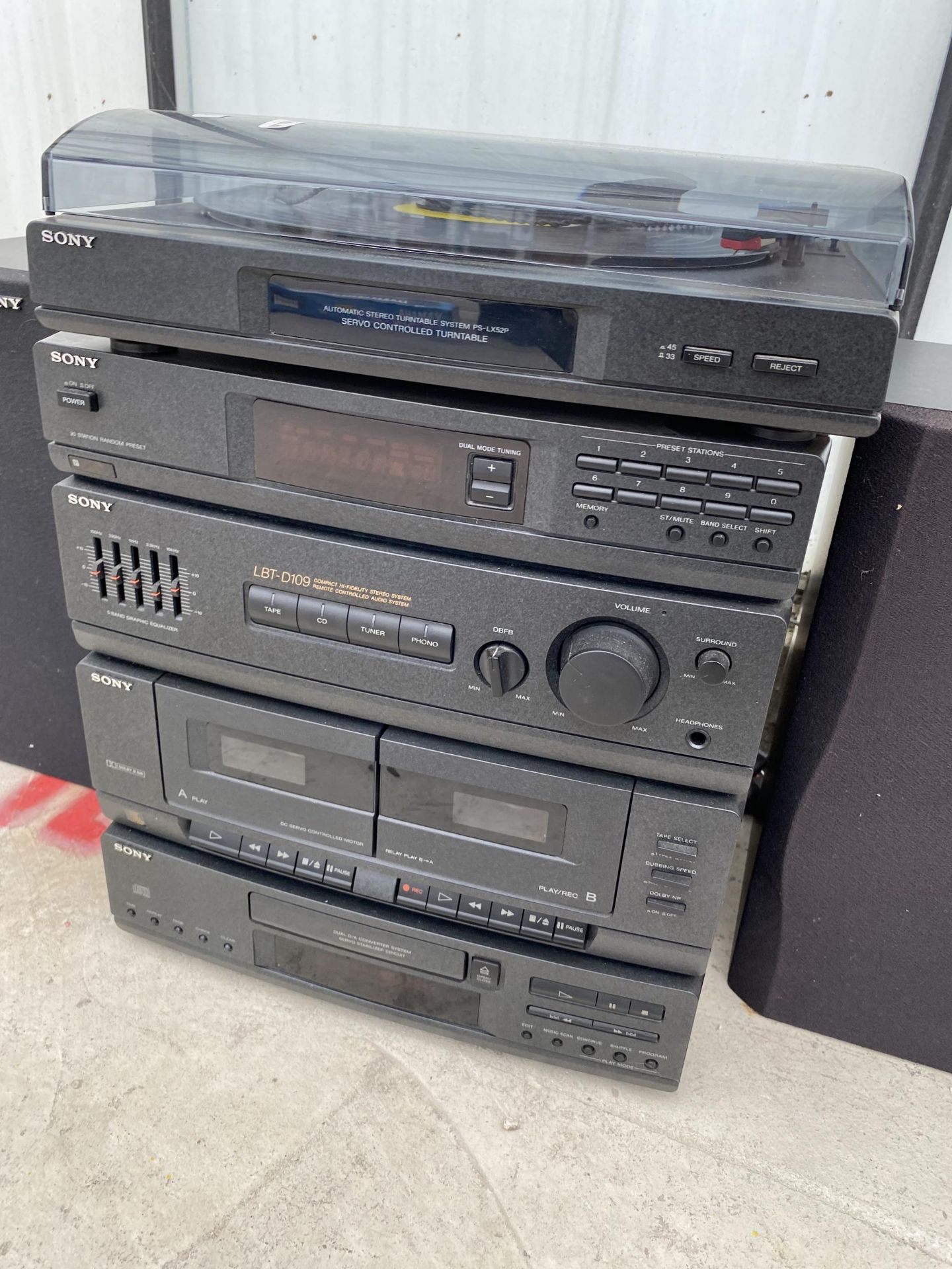 A SONY LBT D109 FIVE PIECE STEREO SYSTEM WITH SPEAKERS - Image 2 of 3
