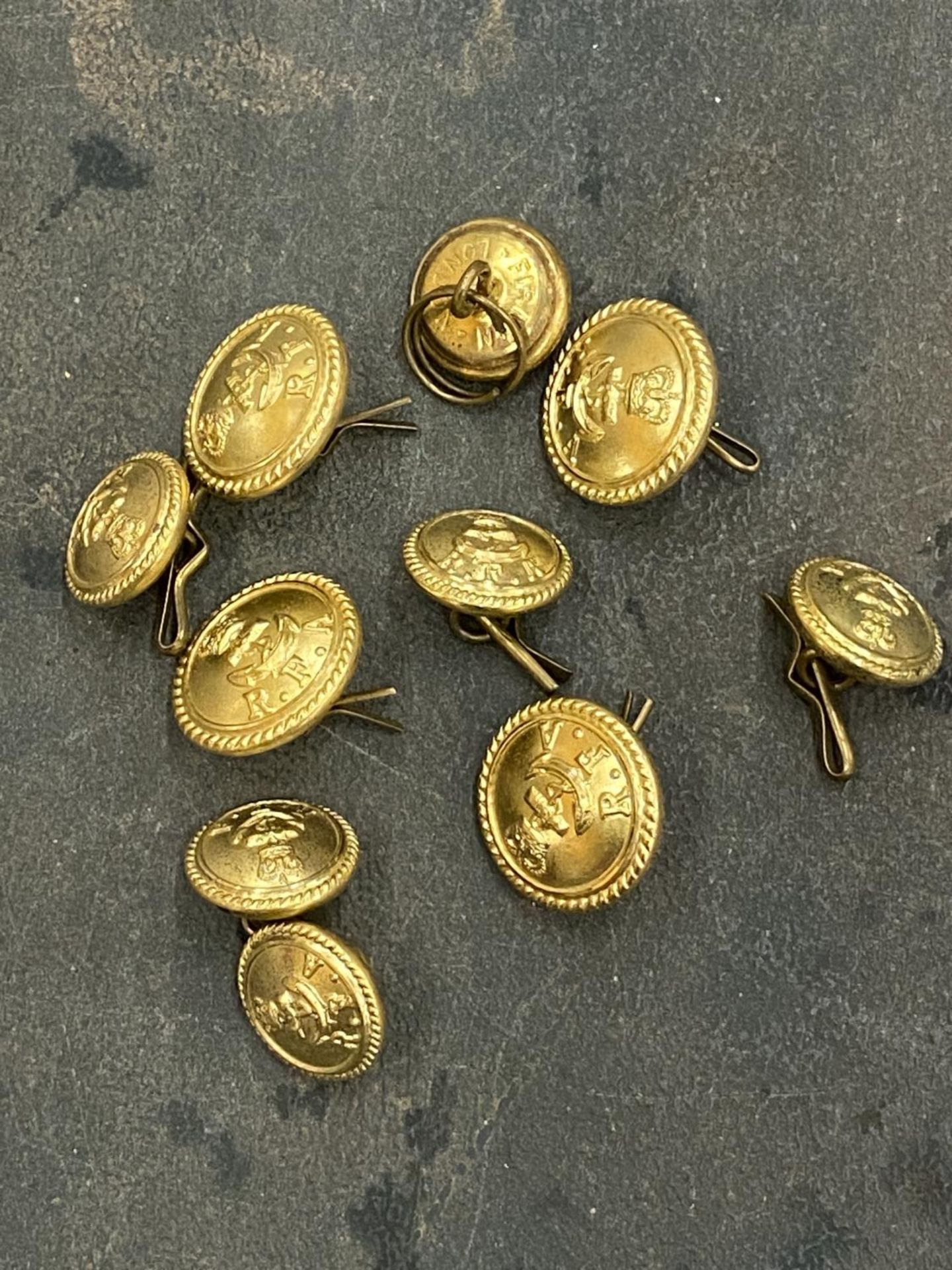 TEN ROYAL NAVY BRASS BUTTONS